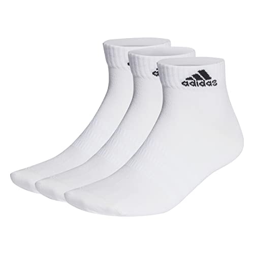 adidas Unisex Thin and Light Ankle Socks 3 Pairs, White / Black, 40-42