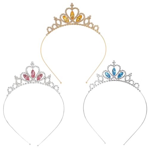 HSIXHAF 3 pcs Prinzessin Tiara Krone Kopfschmuck Haarreifen Tiara Edelsteine Strass Tiara Kopf Krone Stirnband für Mädchen Hochzeit Abschlussball Party Kostüm Weihnachtsgeschenke