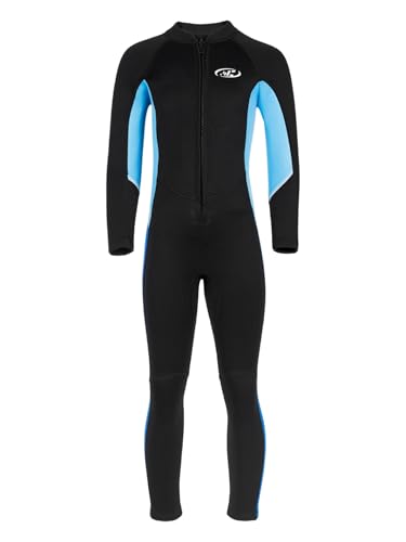 Fldy Kinder Neoprenanzug Jungen 2.5 mm Lang Zum Schwimmen UV Schutz Ganzkörper Neopren Surfen Bademode Schwarz 146-152