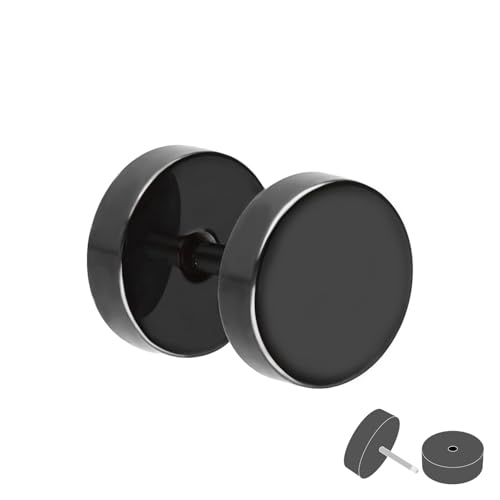 Treuheld Fake Plug - Titan Ohrstecker zum Schrauben - Schwarz - Damen & Herren - 8mm