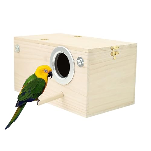 Parakeet Nesting Box, Holzvogelnest mit natürlichem Lebensraumdesign, nachhaltiger Schale, Vogelkästen und kleinen Vögeln, Gartenhütte für draußen, Vogelbeobachtung