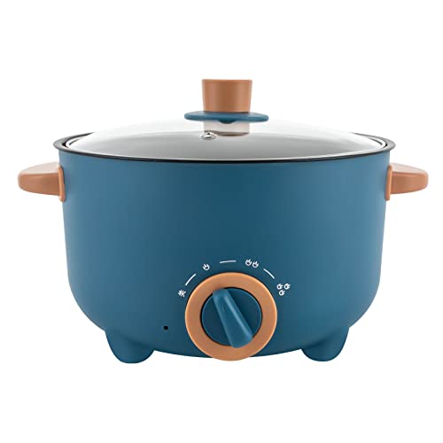 Mini Elektrischer Hot Pot 3L Tragbare Antihaft Multikocher Suppentopf 3 Stufen der Feuerkraft Kochtopf für Stir Fry, Pasta, Ramen-Kocher Wohnheim (Blau)