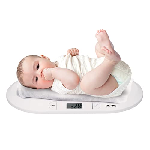 GRUNDIG Babywaage | Digitale Kinderwaage bis 20Kg | Digitalwaage für Neugeborene | digitale LED Anzeige | Gewichtskontrolle ab Geburt | LCD Display | Tara-Funktion | automatische Abschaltung