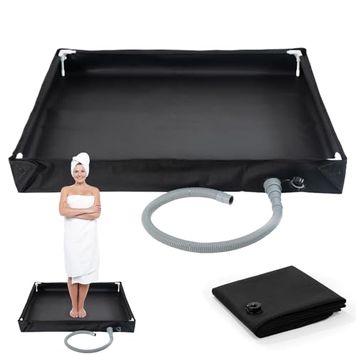 Camping Duschbasis, Faltbare Duschbasis Tragbares Duschwanne Mit Ablauf, Tduschwanne Tragbar, Faltbare Duschwanne Mit Abfluss Für Outdoor, Camping, Angeln, Woh nmobil, Reisen,80x80x10 Cm