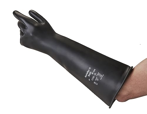 Ansell Emperor ME104 Naturgummi-Latex-Handschuhe, Chemikalien- und Flüssigkeitsschutz, 10.5, Schwarz