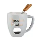 BUTLERS Schokoladenfondue Set für 2 Personen – CHOCOLATE FONDUE – Teelicht Schokofondue Tasse aus Porzellan mit Edelstahl-Gabeln | Kleines Fondueset für Schokolade Käse | Schoko Fondue Teelichthalter