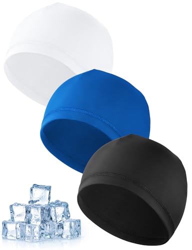 MELLIEX 3 Stück Cooling Fahrradmütze Unter Helm, Atmungsaktiver Eisseidenhut Sommer Sportmütze Multifunktionale Skull Cap für Herren Damen