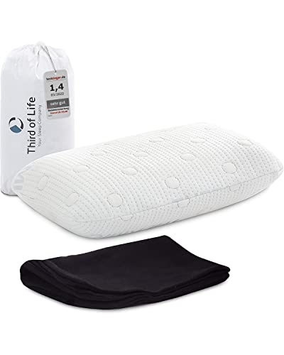Reisekissen VOLAR | Orthopädisches Nackenkissen mit Memory-Foam | Kleines Kopfkissen für Reisen im Auto, Flugzeug, Zug, Hotel & Camping | Thermoregulierender Bezug | Kissen Outdoor & Reise 40x25x10 cm