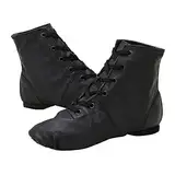 Damen Jazzschuh Ballettschuhe Gymnastikschuhe, Mädchen Moderne Leder Jazz Dance Schuhe, Tanzstiefel Ballettschläppchen Ballerinas Tanzschuhe Gymnastikschläppchen Schwarz 40