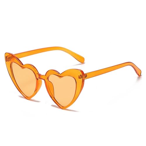 Orange Herzförmige Sonnenbrillen, Brille Orange, Geeignet für Partys, Maskeraden, Karneval und Bühnenauftritte