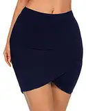 Afibi Damen Mini-Bleistiftrock mit hoher Taille über dem Knie, Stretch, figurbetont, marineblau, Klein