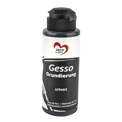 Ideen mit Herz Gesso | Premium-Grundierung für Acryl- & Ölfarben | stark deckend | 120 ml (schwarz)