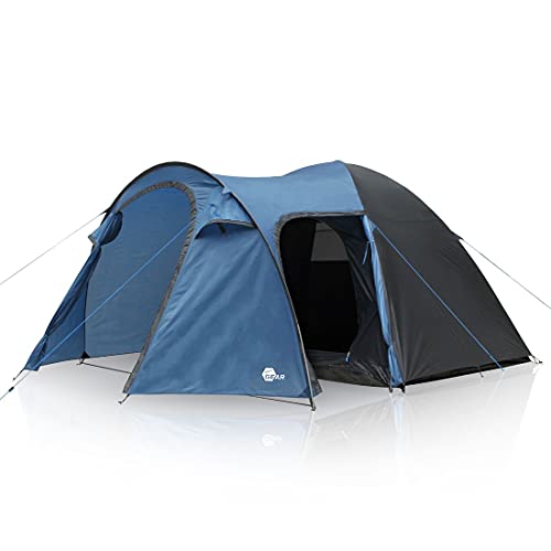 your GEAR Zelt Cetona - 4 Mann Campingzelt mit dunkler Schlafkabine, Kuppelzelt mit 3000 mm Wassersäule, Wohn-/ Vorraum, 2 Eingänge und Stehhöhe, wasserdichtes Festivalzelt