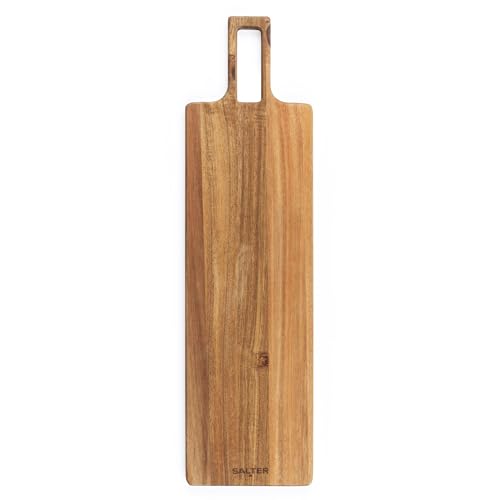 Salter BW13694EU7 Toronto Servierbrett – 55 cm Pizzaschaufel aus Holz, großes Weidebrett, FSC-zertifiziertes® Akazienholz, rechteckiges Charcuterie-Paddel mit Serviergriff, Hängereifen