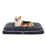 HMTOPE Orthopädisches Hundebett, Hundematte im Doppelstock-Design, Waschbar Hundekissen, Abnehmbar Hundekorb, 90 cm für Kleine bis Mittelgroße Hunde, Dunkelgrau