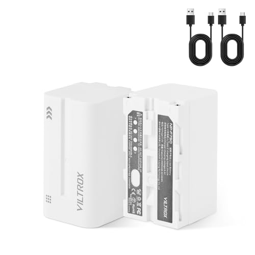 VILTROX NP-F750 Akku 2 Stück 4400mAh Ersatzbatterie für F550 F570 F770 F750 F970 F960 F950 F330, wiederaufladbarer Akku, kompatibel mit Godox VILTROX Neewer LED Videolicht/Kamera Monitor/Kameralicht