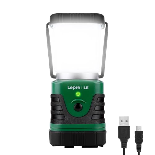 LE LED Campinglampe Tragbar, Superhell wiederaufladbare Suchscheinwerfer mit Bügel und Haken, 4 Helligkeiten Dimmbar, Notfallleuchte für Stromausfällen, Wandern, Notfall, Ausfälle usw, 1 Stück