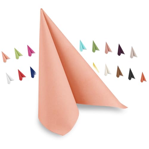 Hypafol Airlaid-Serviette Pfirsich | 50 St. | unterschiedliche Farben für jeden Anlass | 40 x 40 cm | abgestimmt auf Einrichtung & Dekoration | für Gastronomie und Zuhause
