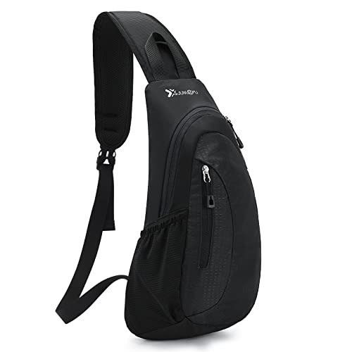 Sciphylia Brusttasche Sling Bag Herren Wasserdicht Schultertasche Einzelgurt Rucksäcke Schulterrucksack Anti-Diebstahl Crossbody Bag für Männer Frauen Wandern Reisen Radfahren Klettern, Schwarz