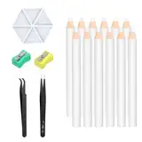 12 Stück Diamond Painting Stift Wachsstifte mit 6 Platten 2 Pinzetten und 2 Bleistiftspitzer Set, Nageldesign Stifte Diamond Painting Wachsstift Punktstifte für Nails Strass Edelsteine