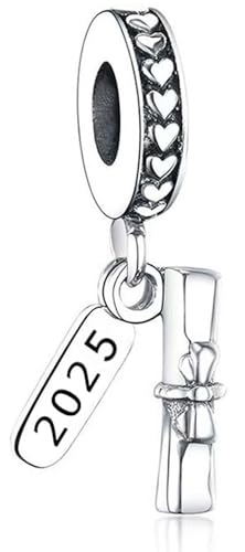 MSPOVOF 2025 Abschlusszeugnisse Charm 925 Sterling Silber 5A Zirkonia Anhänger für Armband Halsketten Schmuck Geschenk für Damen Frauen
