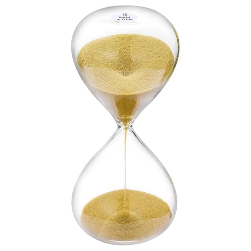 SuLiao Sanduhr, Gold Sanduhr 10 Minuten Groß, Sanduhr 10 Minuten, Hourglass Sand Time, Glas Sandglas für Kinder, Klassenzimmer, Zuhause, Schreibtisch, Bürodekoration