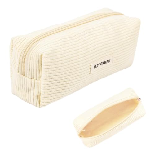 Mäppchen Aesthetic Cordstoff Pencil Case Aesthetic Teenie-Mädchen Verwendet Milchiges Weiß Federmäppchen Aesthetic Für Schulen Und Büros Mit Reißverschluss Aesthetic Federmäppchen