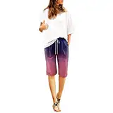 Shorts Damen, Kurze Damen Hose, Kurzhose Bequeme Lockere Strandshorts Atmungsaktiv Leichte Sweatshorts Täglich Outdoor Kurz Tunnelzug Druck Hotpants