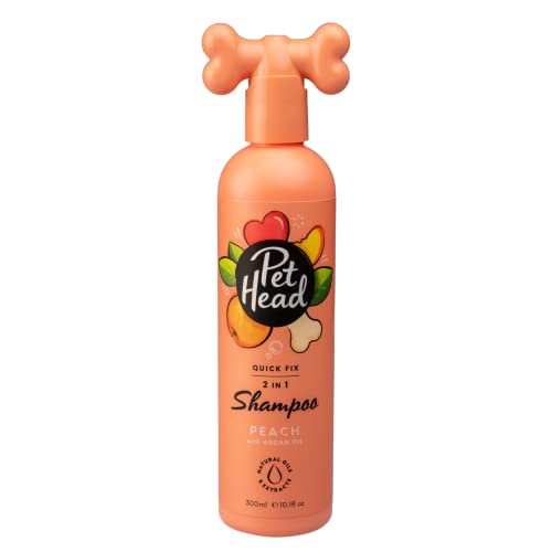 PET HEAD Shampoo und Conditioner für Hunde 300 ml, Quick Fix, Pfirsichduft, Pflegt und beruhigt das Fell Ihres Hundes, Hypoallergen, pH-neutral, Vegan & tierversuchsfrei, Sanfte Formel für Welpen