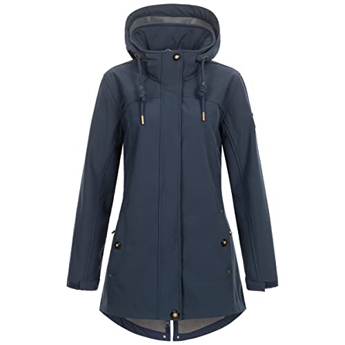 Ankerglut Damen Damen Softshellmantel Kurzmantel mit Kapuze Gefüttert Übergangsjacke #Ankerglutbrise Softshelljacke, Navy, 54 Große Größen EU