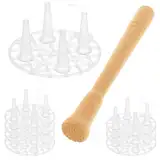 mikken Fermentier Set 8 Fermentiergitter aus Kunststoff Ø 70 mm zum Fermentieren ohne Fermentiergewichte + 1 Holzstampfer