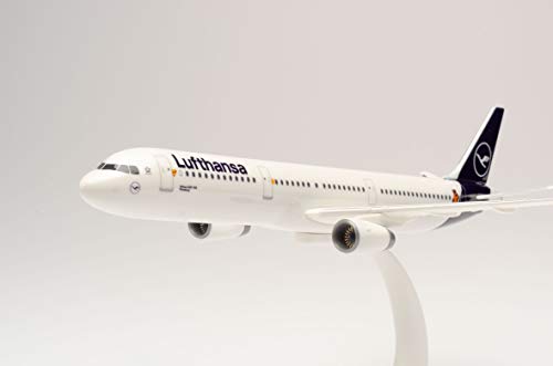 herpa Modellflug Airbus A321, „Die Maus“, Lufthansa Doppeldecker, Wings, Modell Flugzeug mit Standfuß, Modellbau, Miniaturmodelle, Sammlerstück, Kunststoff, Snap Fit - Maßstab 1:200