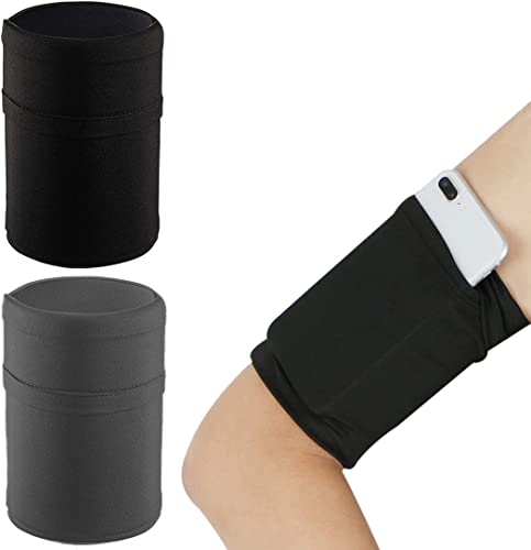 2 Stück Armschlaufen-Armband-Halter, Handyarm-Halterung, praktisch für die meisten Handy-Geräte, Sport, Outdoor-Aktivitäten, schwarz und grau