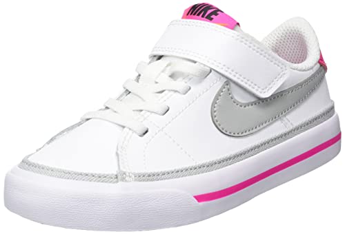 Nike Court Legacy Tennis Shoe, White/Light Smoke Grey-Pink Prime-Kumquat, 21 EU