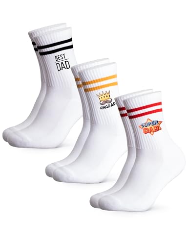 Occulto Herren Vatertagsgeschenk Tennissocken 3er Pack (Modell: Dad), Socken Geschenk für Männer Mix 39-42