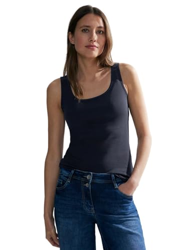 CECIL Damen B317513 Basic Top Baumwolle, Universal Blue, XL EU