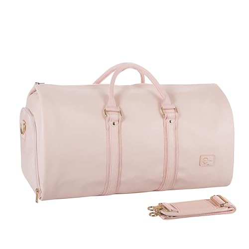 Seyfocnia Umwandelbare Gepäcktasche für Damen, Leder-Kleidersäcke für Reisen mit Schuhbeutel, 2-in-1 Hängetasche Anzugtasche Reisetaschen für Damen, Rosa