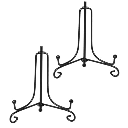 JJiaoLinin Eisen Tellerständer,2 Pack Tellerständer Metall Schwarze Teller Ständer aus Metall 4 Zoll Tellerhalter Eisen Staffelei Display Ständer für Schüssel Teller Kunst Foto Bilderrahmen