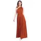 Abendkleid Lang Damen Elegant Rückenfreies Multiway Bandage Wickelkleid Festlich Hochzeitskleid Brautkleid Brautjungfernkleider Cocktailkleid Weihnachten Silvester Partykleid Ballkleid Ziegelrot S