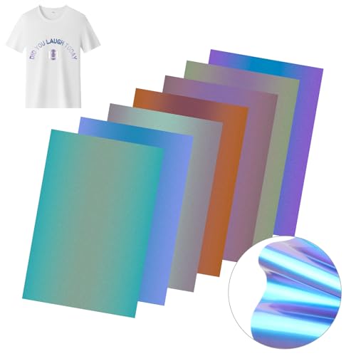 Tikplus Plotterfolie Textil, 7 Farben Vinylfolie Plotter 30x20cm, Heat Transfer Flexfolie Vinyl, Transferfolie Plotter für DIY Becher, T-Shirt Stoffe zum Aufbügeln
