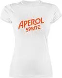 Shirt Damen - Aperol Spritz Kostüm I Karneval Kostüm Aperol Spritz - L - Weiß - Tshirt Alkohol t-Shirt Karnevals t- Shirts Fasching+verkleidung getränk Funshirts für Frauen Gruppen Tshirts