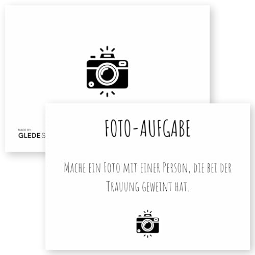 Fotoaufgaben Hochzeit – 100 Karten mit 90 kreativen Aufgaben + 10 Blanko-Karten, inkl. Anleitung zum Aufstellen, nachhaltig produziert und in modernem, schlichtem Design