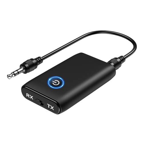 ORIA Bluetooth Aux Adapter, 2 in 1 Bluetooth 5.3 Empfänger, Mini Bluetooth Musik Adapter, Audioempfänger, für Heimstereo, Kopfhörer, Lautsprecher, Laptop (Typ-C Aufladung)