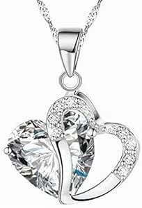 Kette Damen 925 Sterling Silber Zirkonia mit Lebhaft Herz Halskette