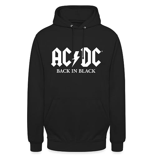 Spreadshirt AC/DC Back In Black Logo Mit Blitz Unisex Hoodie, L, Schwarz