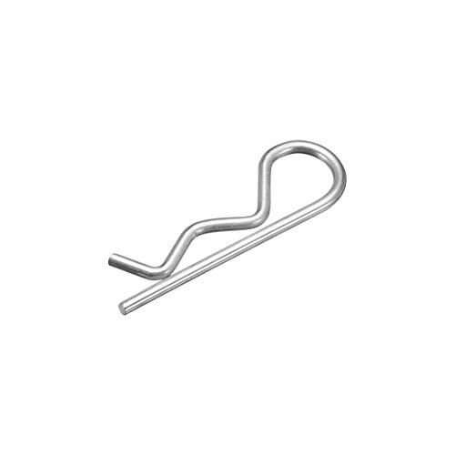 sourcing map 20 Stück Clip Stecknadeln R Förmiger Federstecker 2mm Draht Kohlenstoffstahl 40 mm Länge Anhänger Traktor Mäher Verschluss Hardware Silber Ton