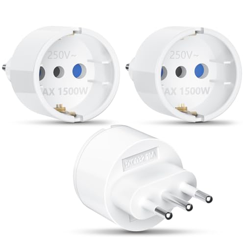 Adapter Italien Steckdose 3 Stück Reiseadapter Italien, Steckdosenadapter Italien Reisestecker Italien Adapter Italien Adapter Steckdose Italien Europa/Deutschland auf Italien Reisestecker