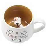 McBecdy Hund Tasse, Süß Hund Kaffeebecher mit 3D Tier, Keramik Handgefertigte Teetasse, Weihnachten Kaffee Becher Geschenk , Geburtstagsgeschenk für Frauen Mädchen Freunde Männe Kinder Jungen