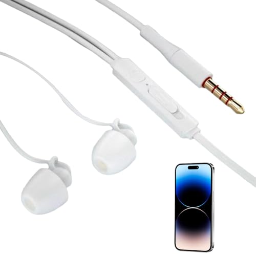 Kabelgebundene Schlafkopfhörer, In-Ear-Ohrhörer zum Schlafen - Leichte Silikon-Schlafkopfhörer - Schlaf-Ohrhörer mit Kabel, geräuschreduzierende Ohrstöpsel, leicht, weich, geräuschunterdrückende Ohrhö