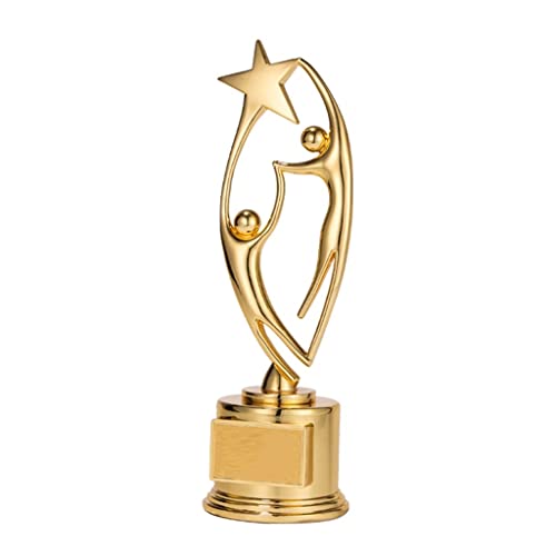 ZLSNOBLE Metall Fünf-Punkt-Sternpokal Wettkampfpokal Kinderpokal Deko Stern Trophäe Kleiner Goldener Mann Trophäe